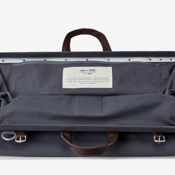 Line of Trade Mens Grey Canvas and Leather weekender bag - Picture 6 of 13